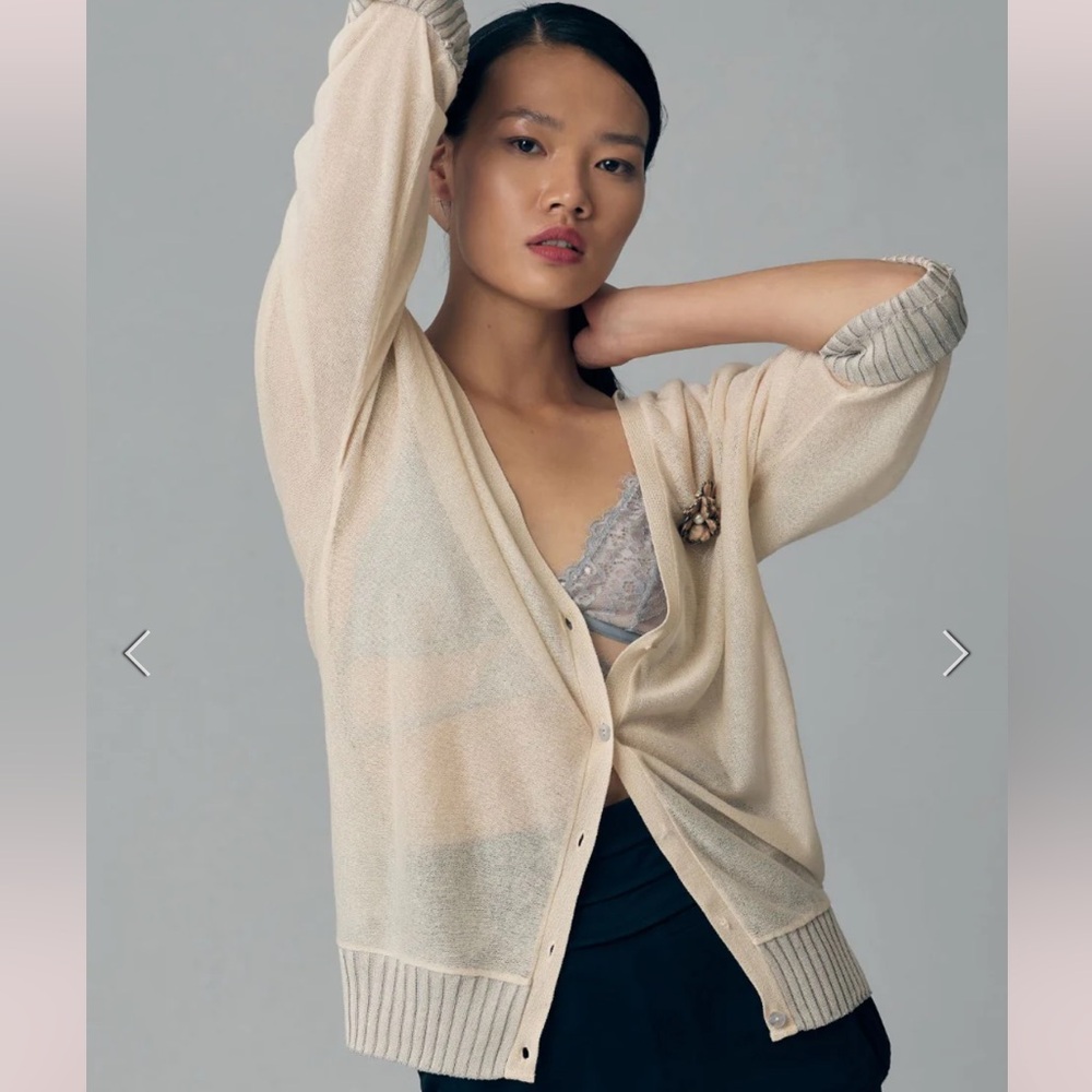 Brand NEW By Anthropologie Sheer Shine Cardigan Sweater